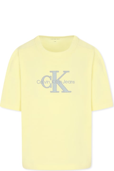 Calvin Klein Topwear for Boys Calvin Klein Yellow T-shirt For Boy With Logo