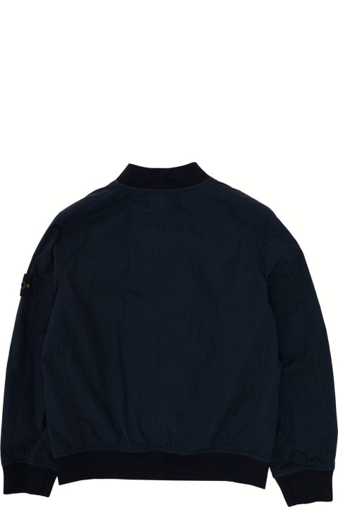 Stone Island Junior for Kids Stone Island Junior Stone Island Kids Boy's Blue Cotton Blend Jacket With Logo