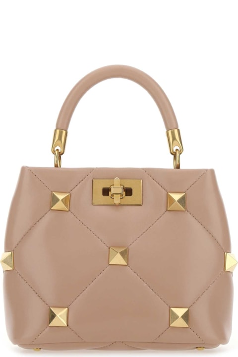 Totes for Women Valentino Garavani Powder Pink Nappa Leather Small Roman Stud Handbag