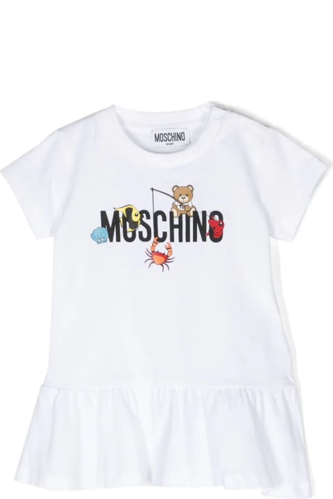 Dresses for Baby Girls Moschino White Cotton Dress