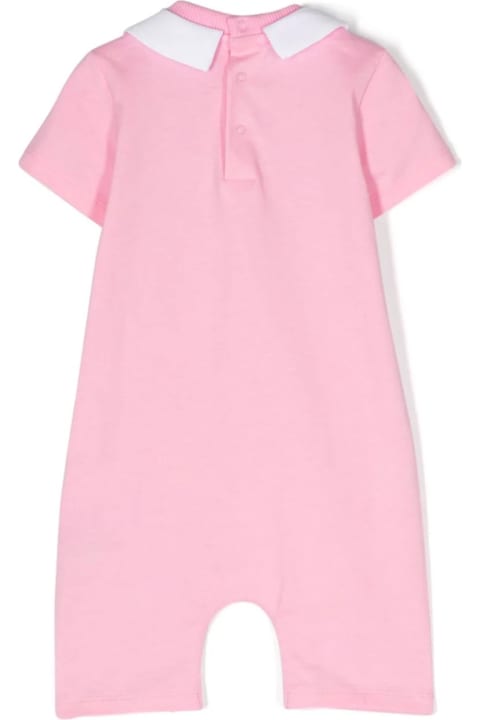 Fashion for Kids Moschino Short Pink Playsuit With Logo And Teddy Bear With Fish
