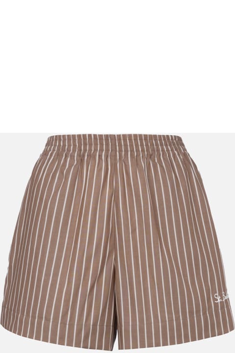 Homeware MC2 Saint Barth Woman Cotton Striped Pull Up Shorts Meave