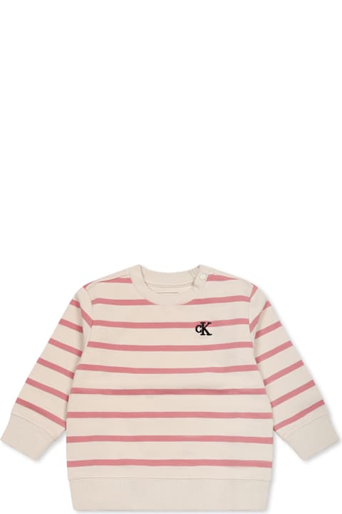 Homeware Calvin Klein Ivory Sweatshirt For Baby Girl With Logo