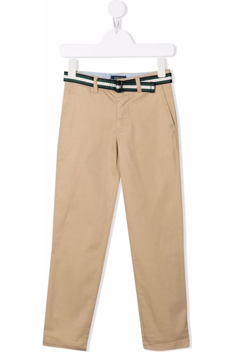 أدوات منزلية Polo Ralph Lauren Beige Pants With Waist Belt In Cotton Boy