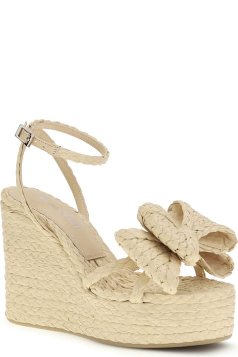 Mach & Mach Le Cadeau Raffia Wedge Sandals
