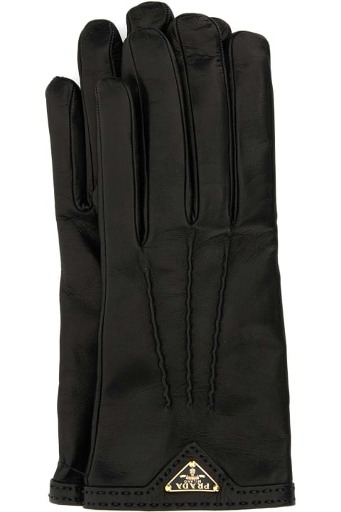 Prada قفازات لـ السيدات Prada Black Nappa Leather Gloves