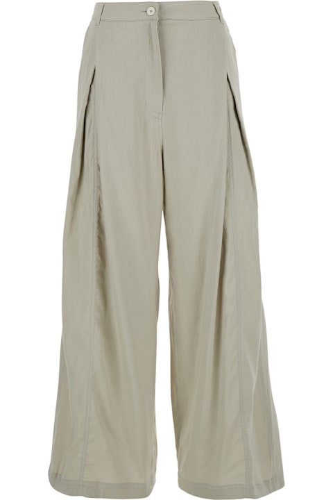 Low Classic for Women Low Classic Green Palazzo Pants With Front Pences In Cotton Blend Woman