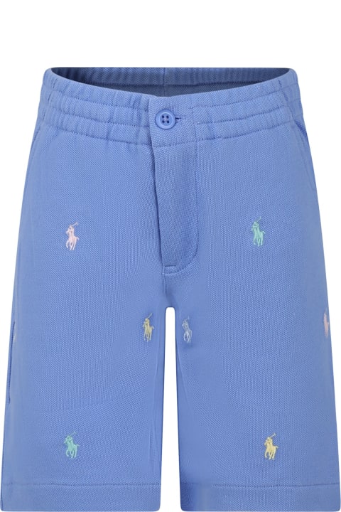 Ralph Lauren for Kids Ralph Lauren Light Blue Shorts For Boy With Horses