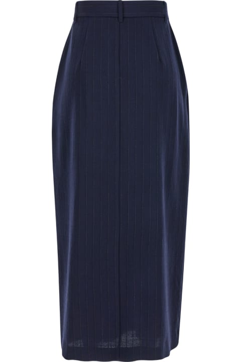 Momonì Skirts for Women Momonì 'noa' Blue Skirt With Pences And All-over Pinstripe Motif In Wool Blend Woman