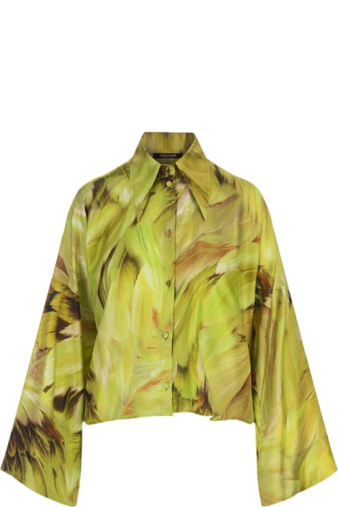 Fashion for Women Roberto Cavalli Lime Plumage Print Shirt