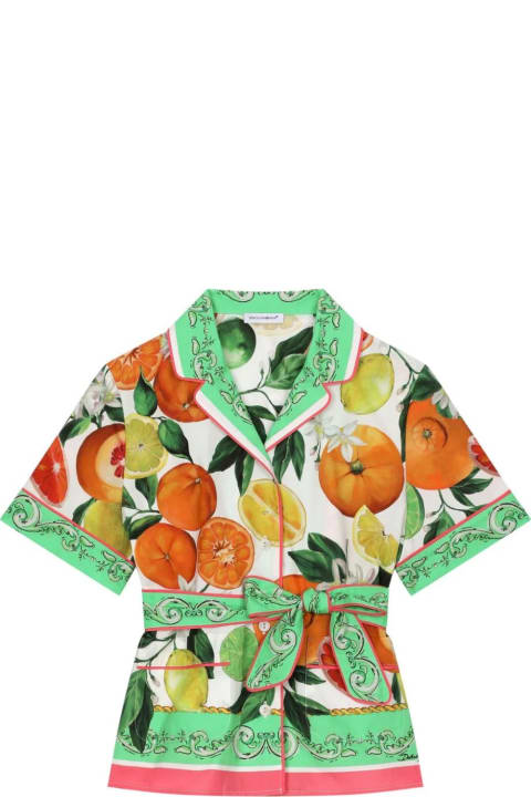 Shirts for Boys Dolce & Gabbana Shirt With Belt And Orange And Lemon Print
