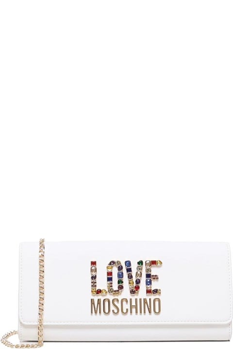 Moschino for Women Moschino Logo-lettering Chain-linked Clutch Bag