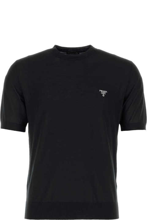 Clothing for Men Prada Black Wool T-shirt