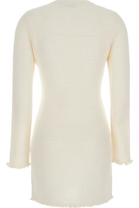 self-portrait for Women self-portrait Mini White Knit Dress With Buttons In Fabric Woman