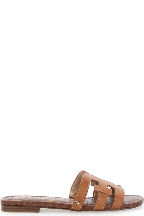 Sam Edelman Shoes for Women Sam Edelman 'bay Slide' Brown Slip-on Sandals With Logo Detail In Leather Woman