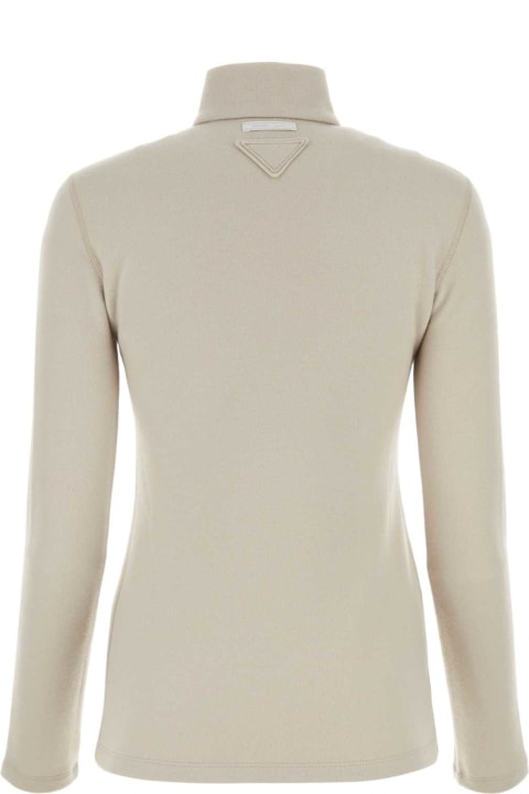 Clothing for Women Prada Sand Cashmere Blend Sweater