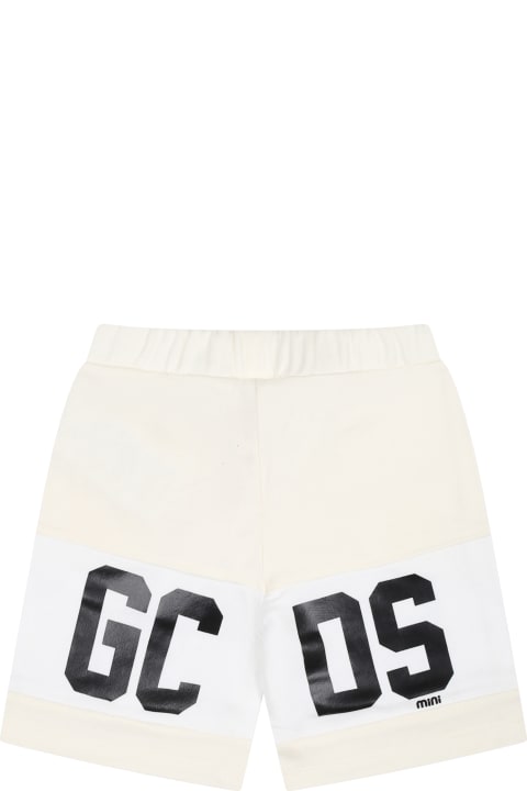 GCDS Mini Bottoms for Girls GCDS Mini White Sports Shorts For Babies With Logo