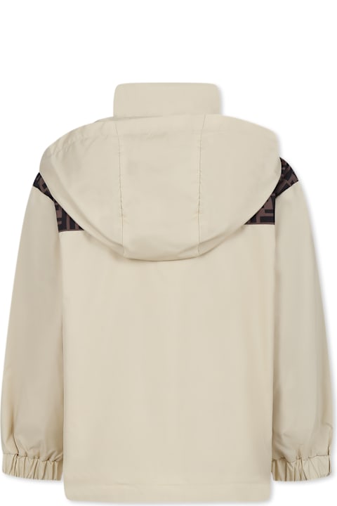Fendi معاطف وجواكت لـ أولاد Fendi Beige Windbreaker Jacket For Kids With Ff