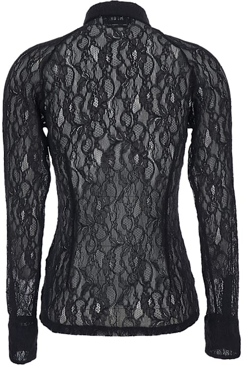 MSGM for Kids MSGM Black Shirt With All-over Floral Embroidery And Semi-sheer Design In Lace Woman