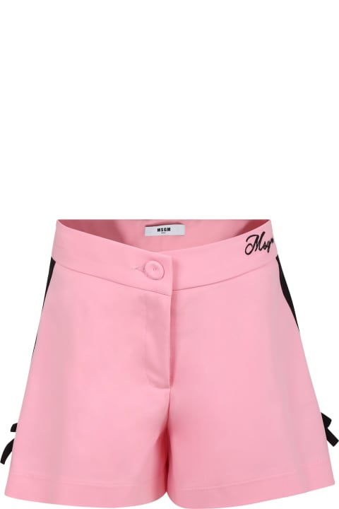 MSGM Bottoms for Girls MSGM Pink Shorts For Girl With Logo