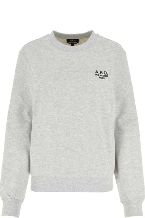 A.P.C. for Women A.P.C. Melange Light Grey Stretch Cotton Sweatshirt