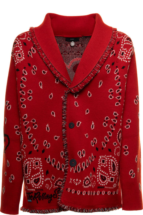 It's Only Rock'n Roll Red Wool Cardigan Alanui Man