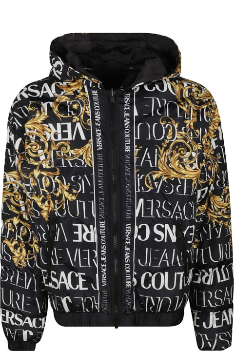 All-over Couture Logo Print Zipped Reversible Hoodie