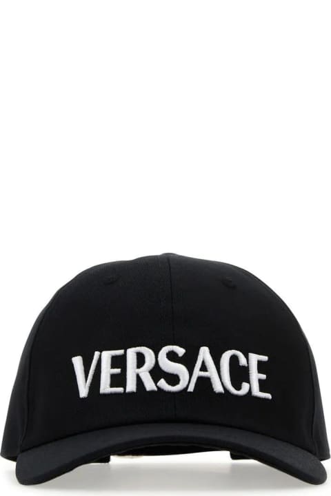ウィメンズ Versaceの帽子 Versace Black Cotton Baseball Cap