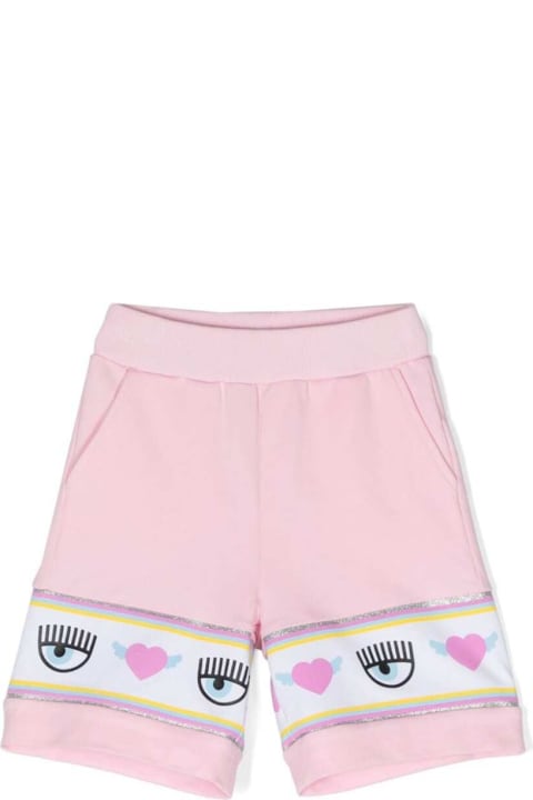 Chiara Ferragni Bottoms for Girls Chiara Ferragni Pink Shorts With Logo Detail In Stretch Cotton Girl