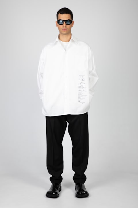 MM6 Maison Margiela Shirts for Men MM6 Maison Margiela Camicia A Maniche Lunghe White cotton shirt with front print