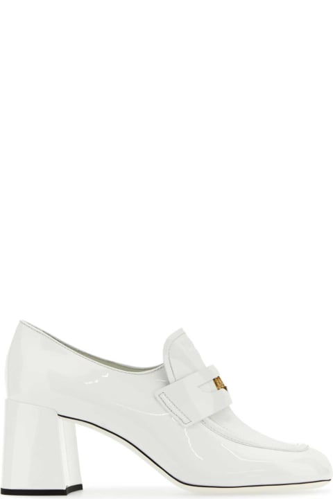 High-Heeled Shoes for Women Miu Miu White Leather Pumps