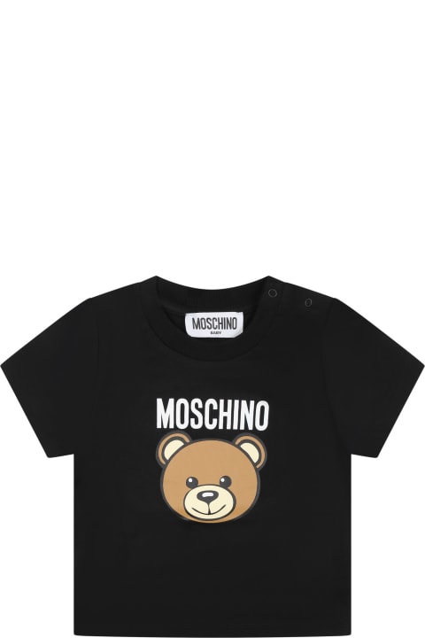 Fashion for Baby Girls Moschino Black T-shirt For Baby Kids With Teddy Bear