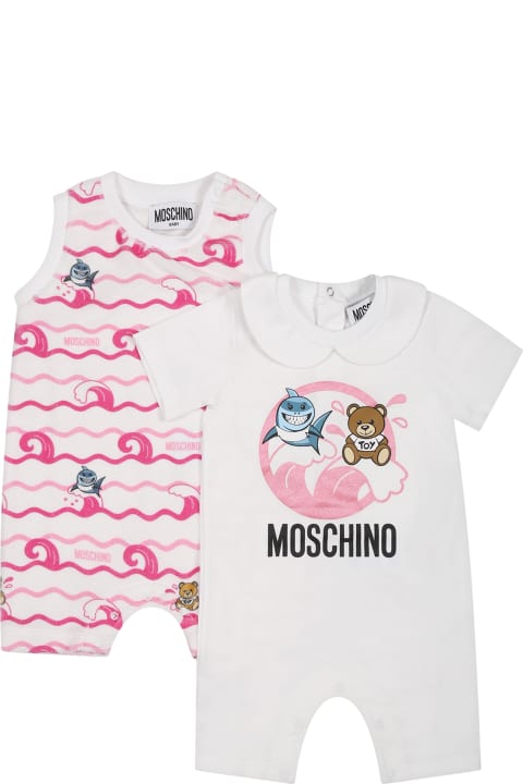 Sale for Baby Girls Moschino Pink Set For Baby Girl With Print And Teddy Bear