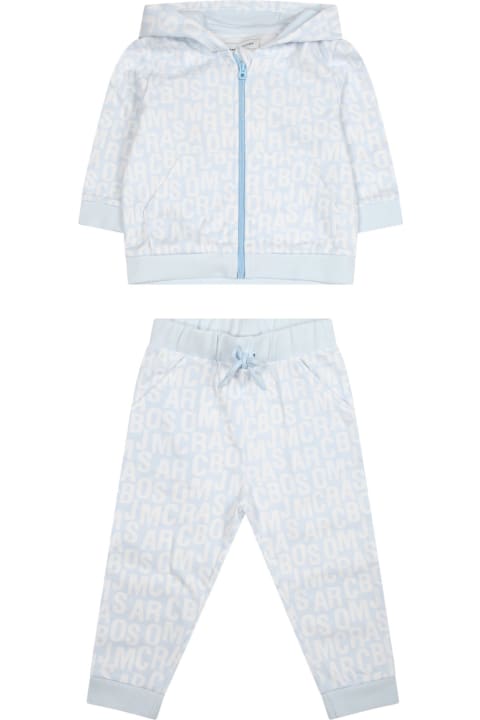 ベビーボーイズ Little Marc Jacobsのボトムス Little Marc Jacobs Light Blue Suit For Baby Boy With Logo