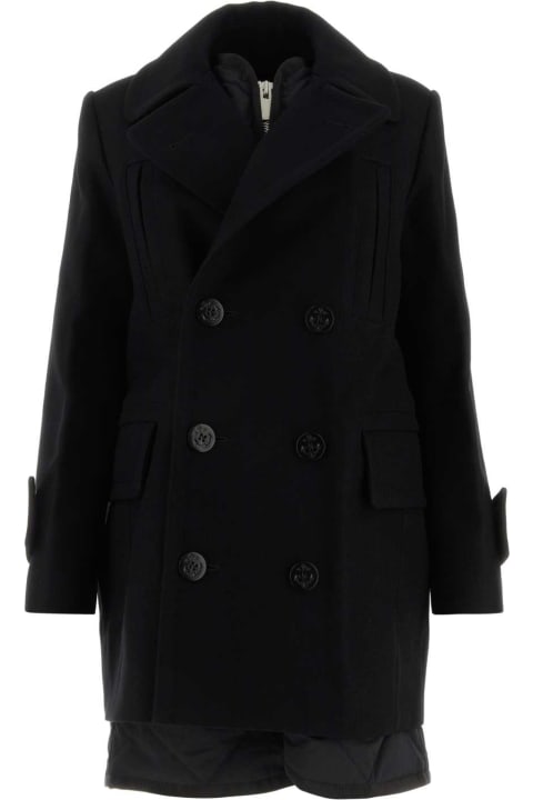 Sacai Coats & Jackets for Women Sacai Black Wool Melton Mix Coat