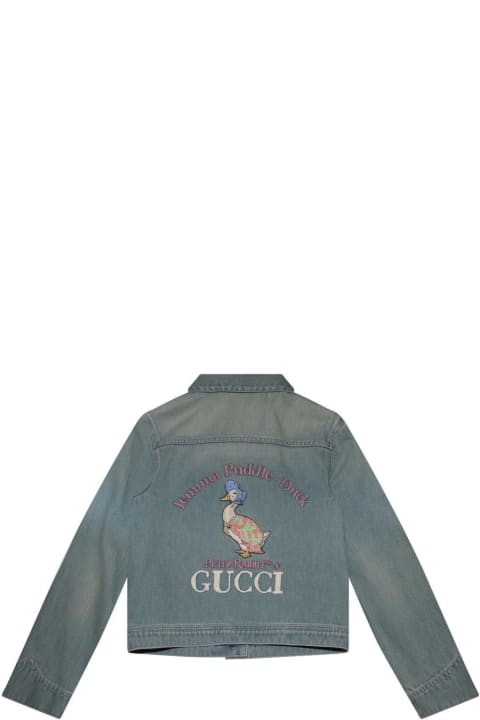 ボーイズ トップス Gucci X Peter Rabbit Long-sleeved Denim Jacket