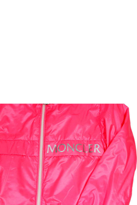 Fashion for Baby Girls Moncler Admeta Windproof Jacket With Hood And Zip In Nylon And Cotton Inside And With Writing On The Front