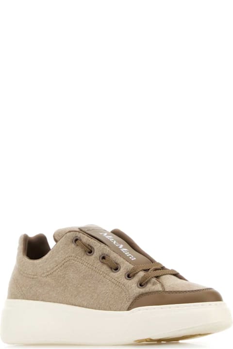 Max Mara Dove Grey Cashmere And Leather Maxi Sneakers