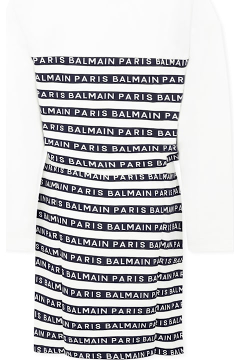 Balmain for Girls Balmain White Suit For Girl With Logo