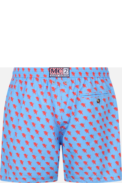 Homeware MC2 Saint Barth Man Lightweight Fabric Swim Shorts With Torino Logo Print | Ac Torino Special Edition