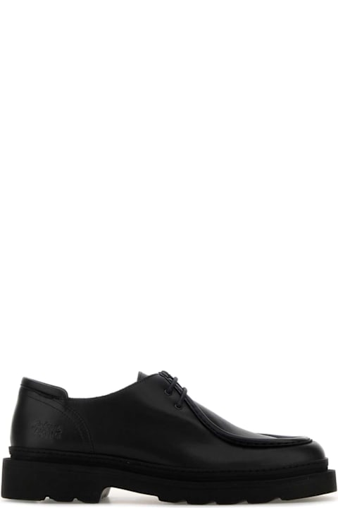 Maison Kitsuné لـ Kids Maison Kitsuné Black Leather Lace-up Shoes