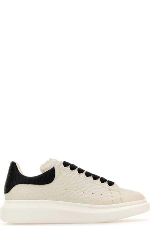 Homeware Alexander McQueen Ivory Leather Sneakers With Black Leather Heel