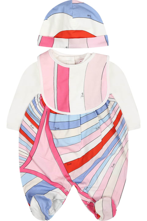 Pucci Clothing for Baby Girls Pucci Multicolor Romper Set For Baby Girl