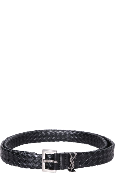 Belts for Men Saint Laurent Logo Black Belt