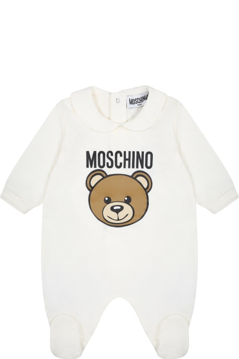 Moschino Bodysuits & Sets for Baby Boys Moschino White Set For Babies With Teddy Bear