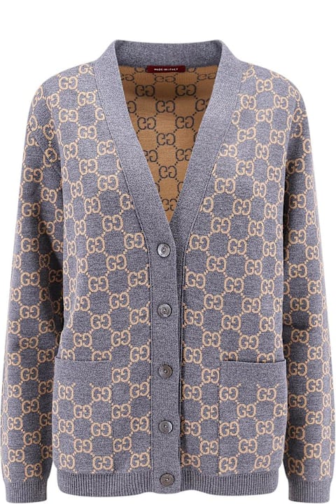 Gucci Sweaters for Women Gucci Monogrammed Intarsia Button-up Cardigan