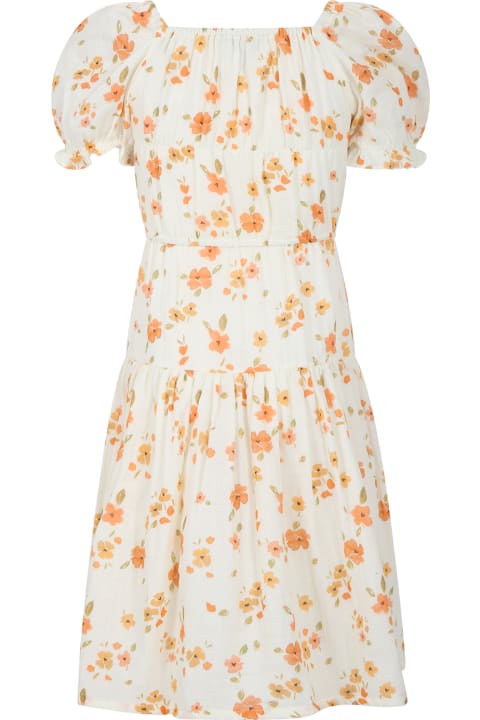 Ivory Dress For Girl With Flower Print