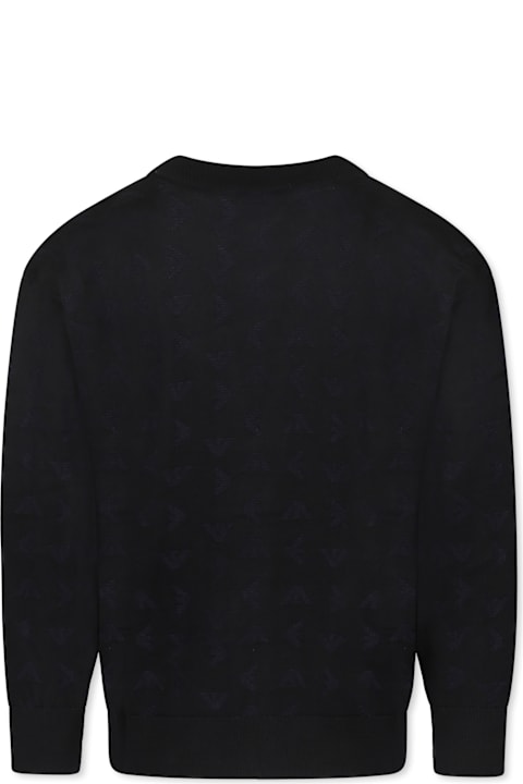 Homeware Emporio Armani Blue Cardigan For Boy With Eagle