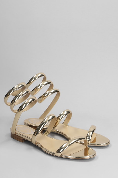 René Caovilla Flat Shoes for Women René Caovilla Serpente Flats In Gold Leather