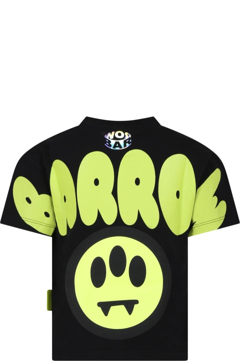 ガールズ Barrowのトップス Barrow Black T-shirt For Kids With Smiley Face And Logo